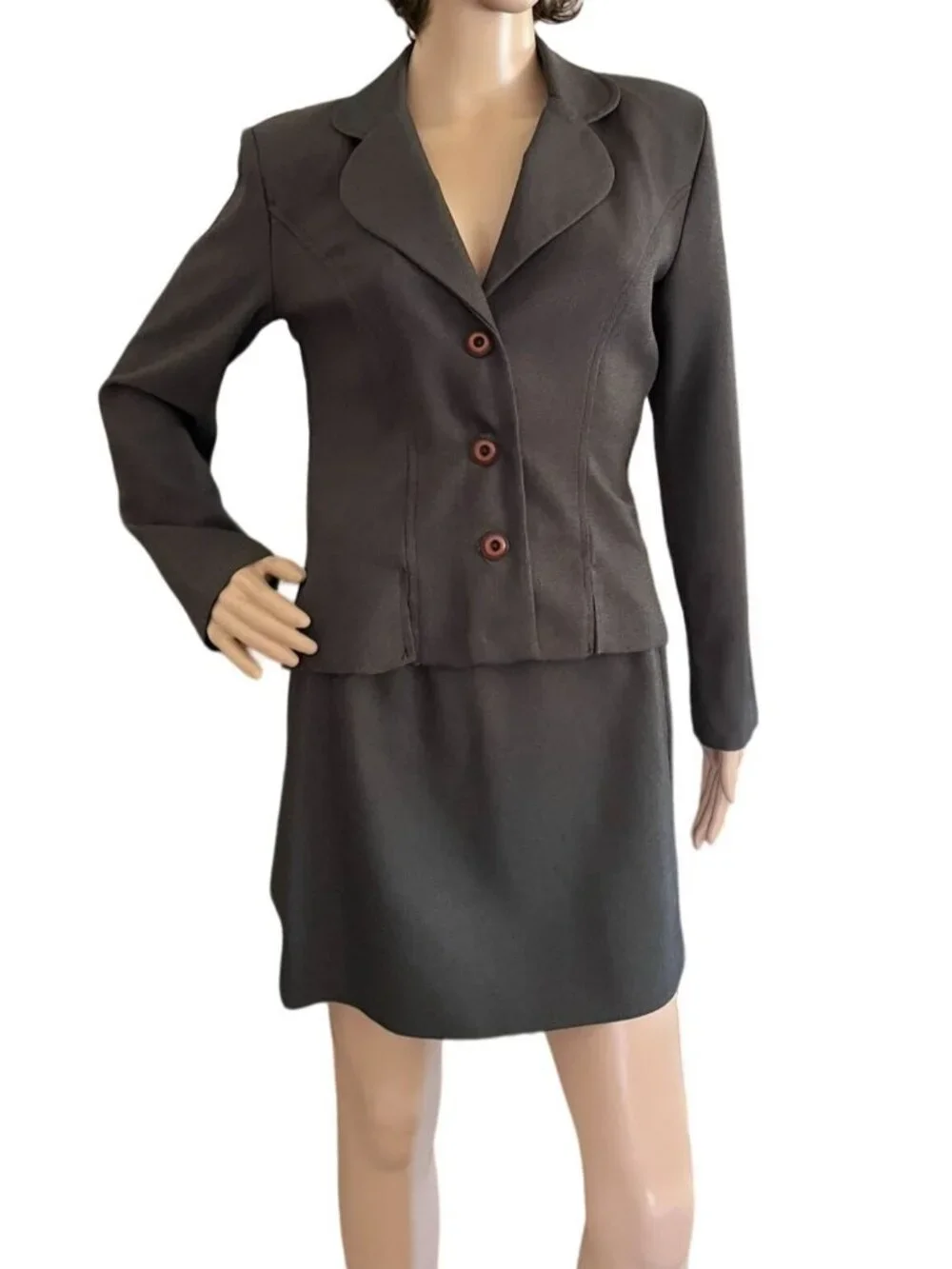 Vintage Splurge By ASB Womens 2 Piece Skirt Suit Size 7 Brown